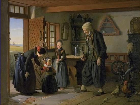 Julius Exner Visiting grandfather china oil painting image